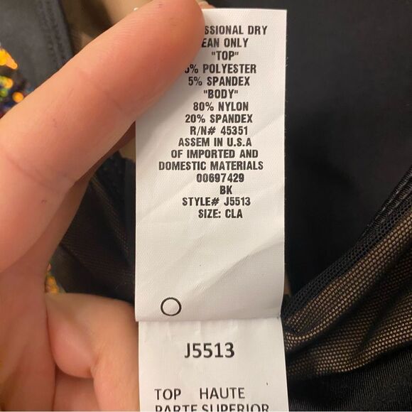 Curtain Call Dance Costume flying solo black sequin leotard J5513 CLA LC child - Picture 8 of 9